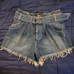 Free People Paper Bag Jean shorts "livin blue" Size Small